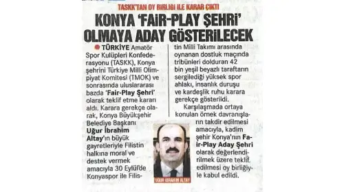 Kadim Şehir Konya “FAİR PLAY” Aday Şehri Gösterildi
